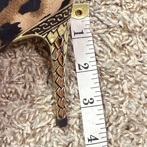 J.Renee Leopard Black & Brown Heels With Gold Spiked Heels - Picture 5 of 8